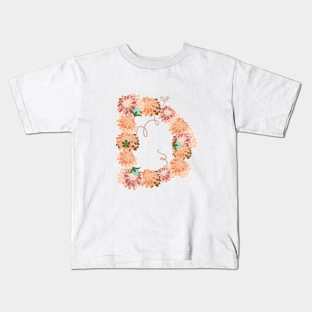 Letter D Floral Kids T-Shirt by CTstudio